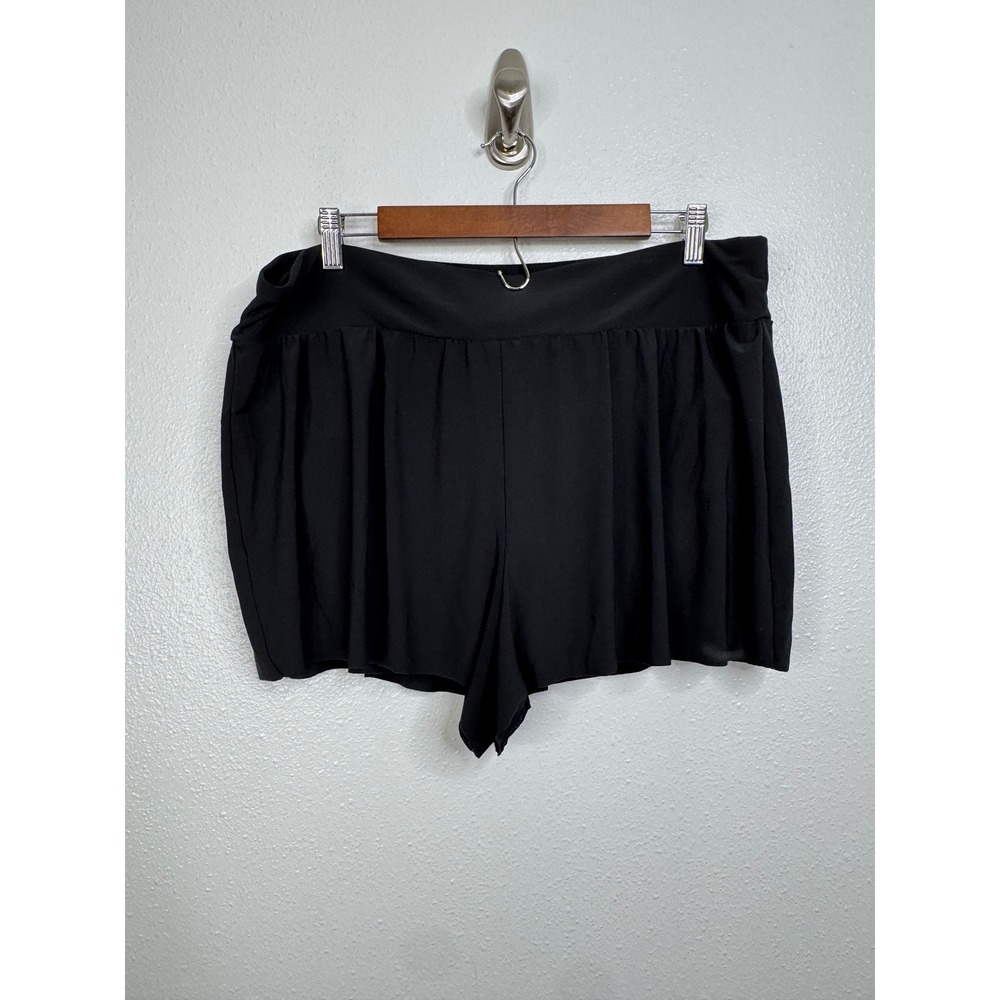 Aqua Green Womens Black Swim Shorts Wide Waistband Flowy Relaxed Fit Size Xlarge
